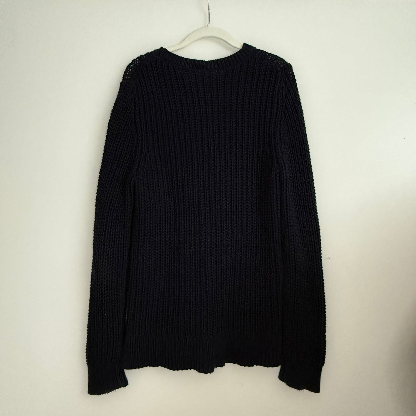 L Nautica Cable Knit Navy Blue Sweater