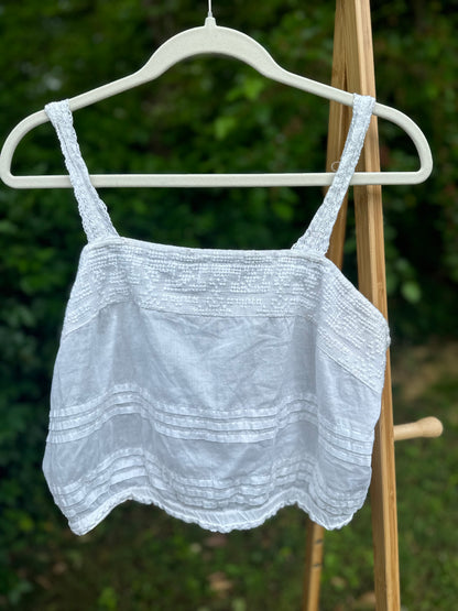 L White Boho Crop Top