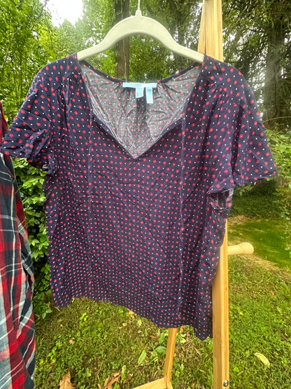 L Draper James Navy Top