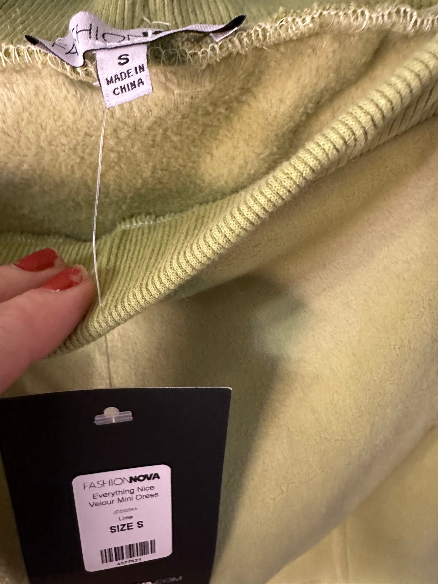 S Light Green NWT Velour Dress