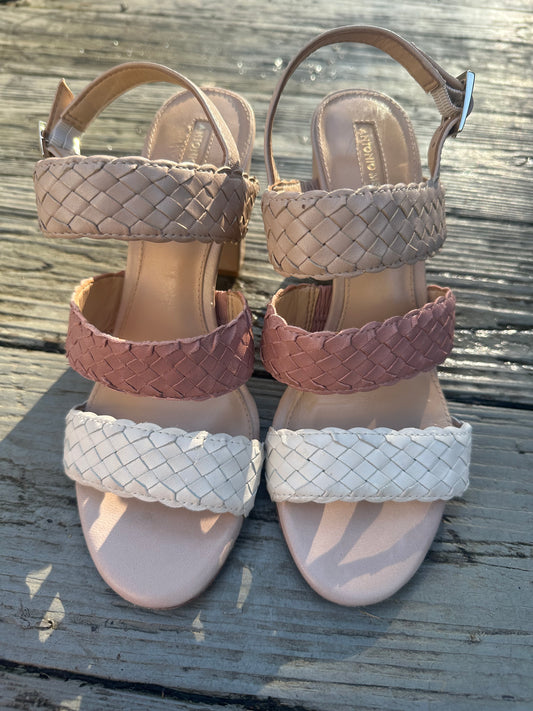 Soft Pink and Beige Heel Sandal Size 7 1/2