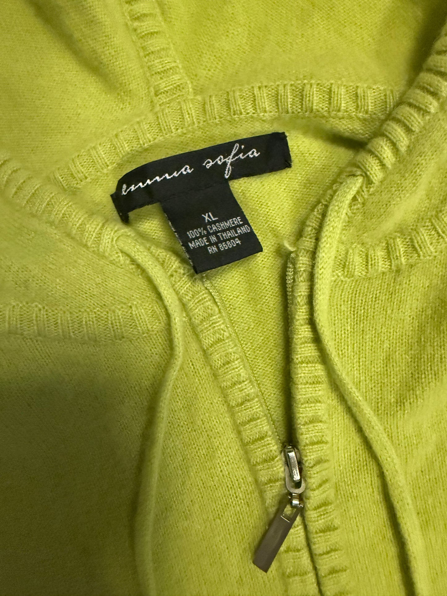 S Chartreuse Cashmere 1/2 Zip Sweater