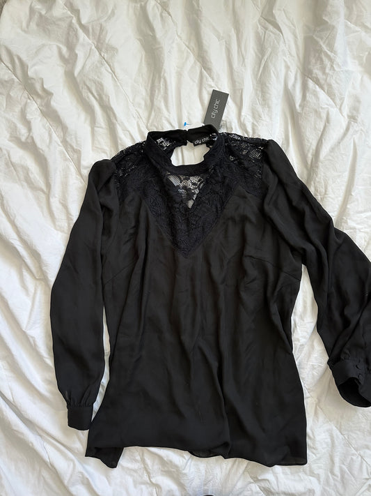 XL NWT Black Lace/Sheer Top