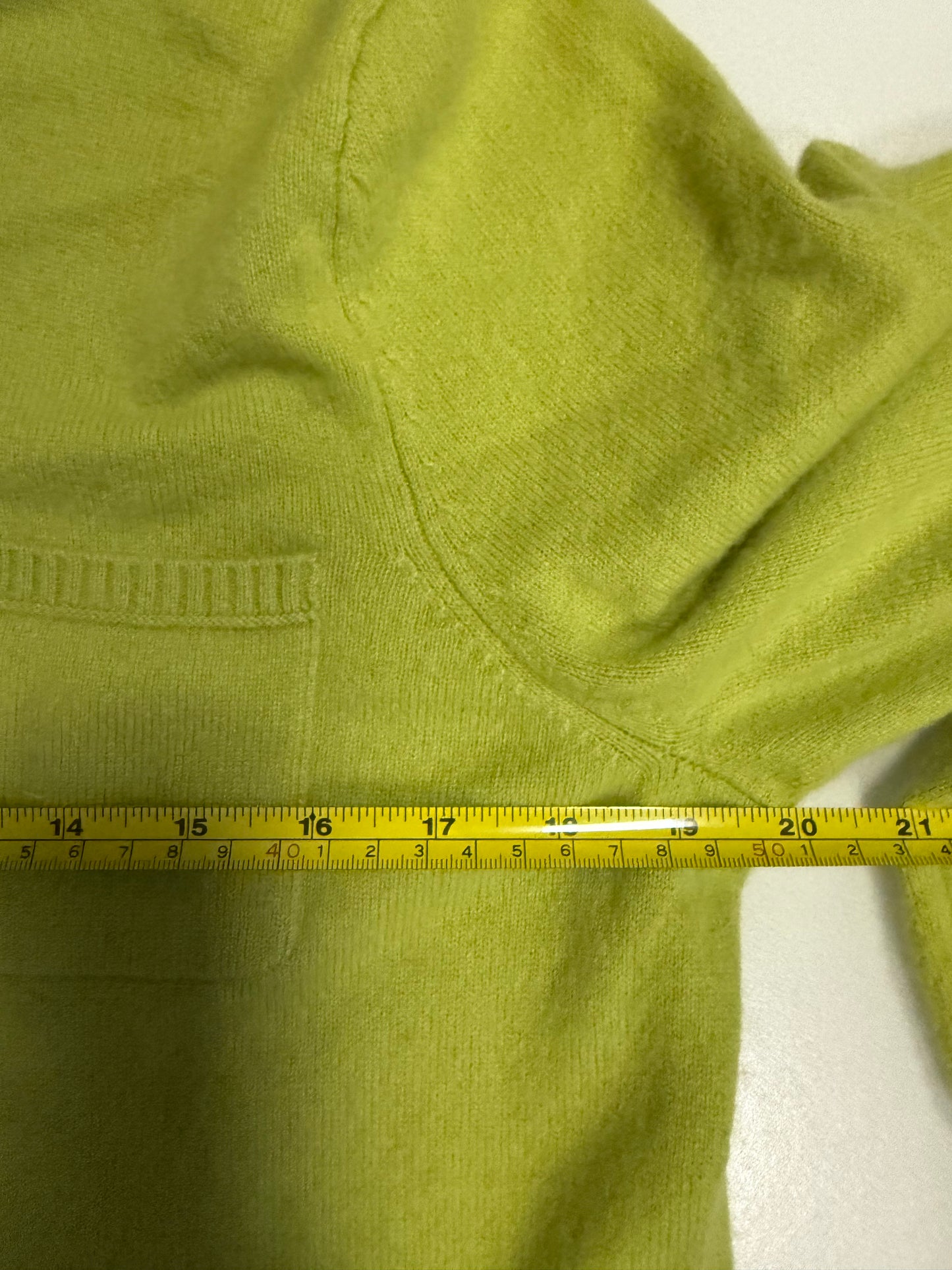 S Chartreuse Cashmere 1/2 Zip Sweater