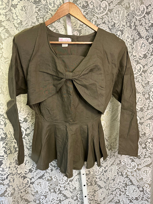 M Vintage Green Linen Top