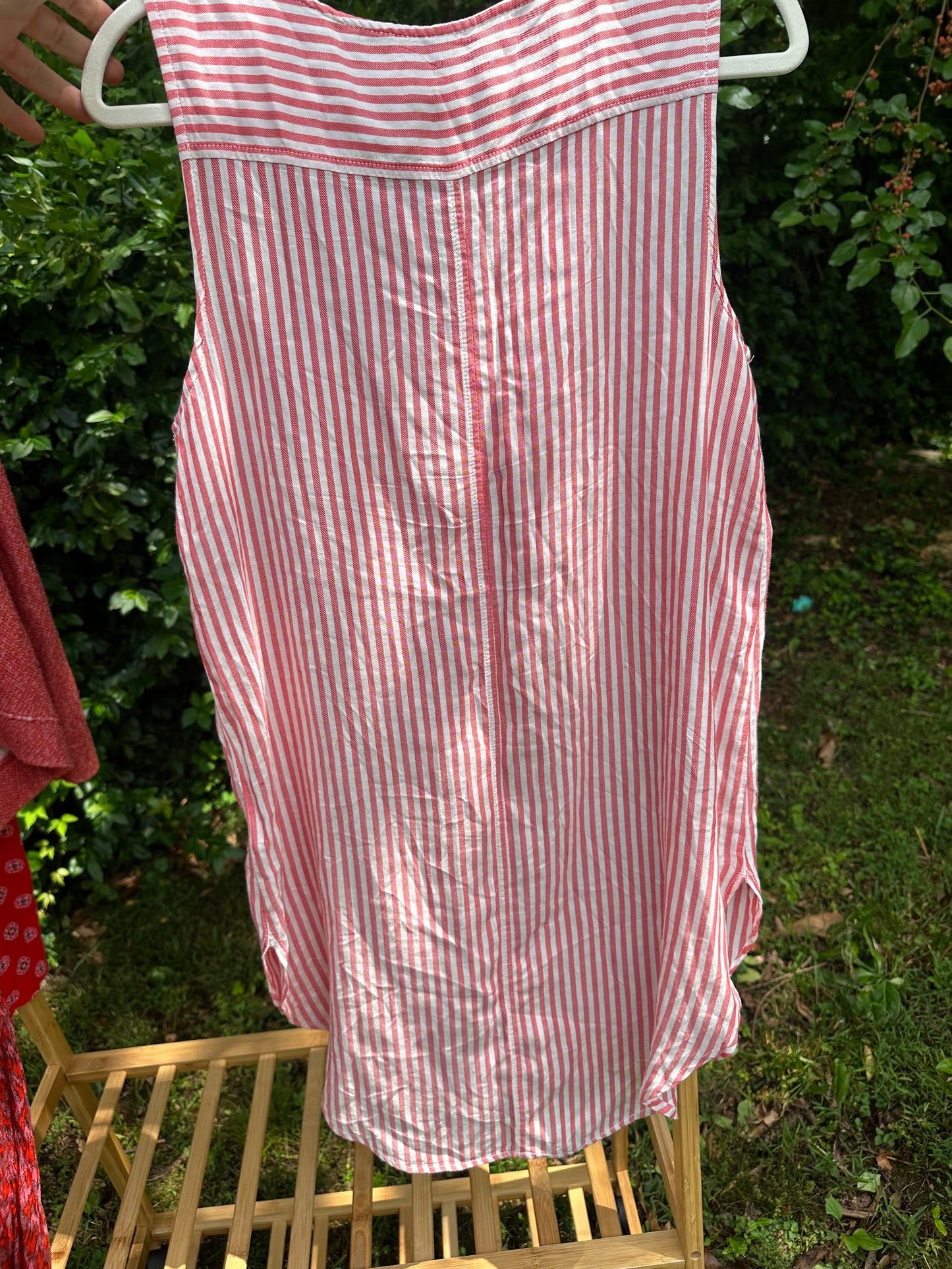 S Red and White Striped Dress