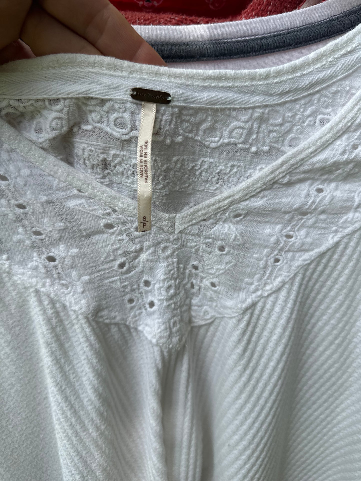 S Free People White Boho Top