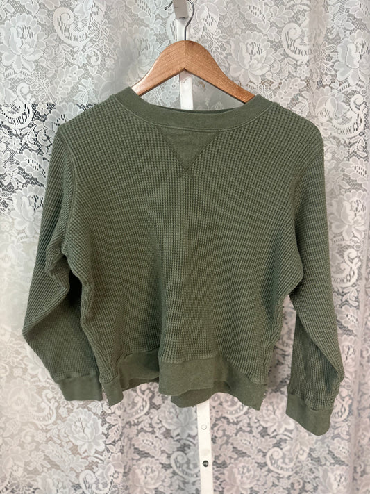 S J Crew Green Waffle Knit