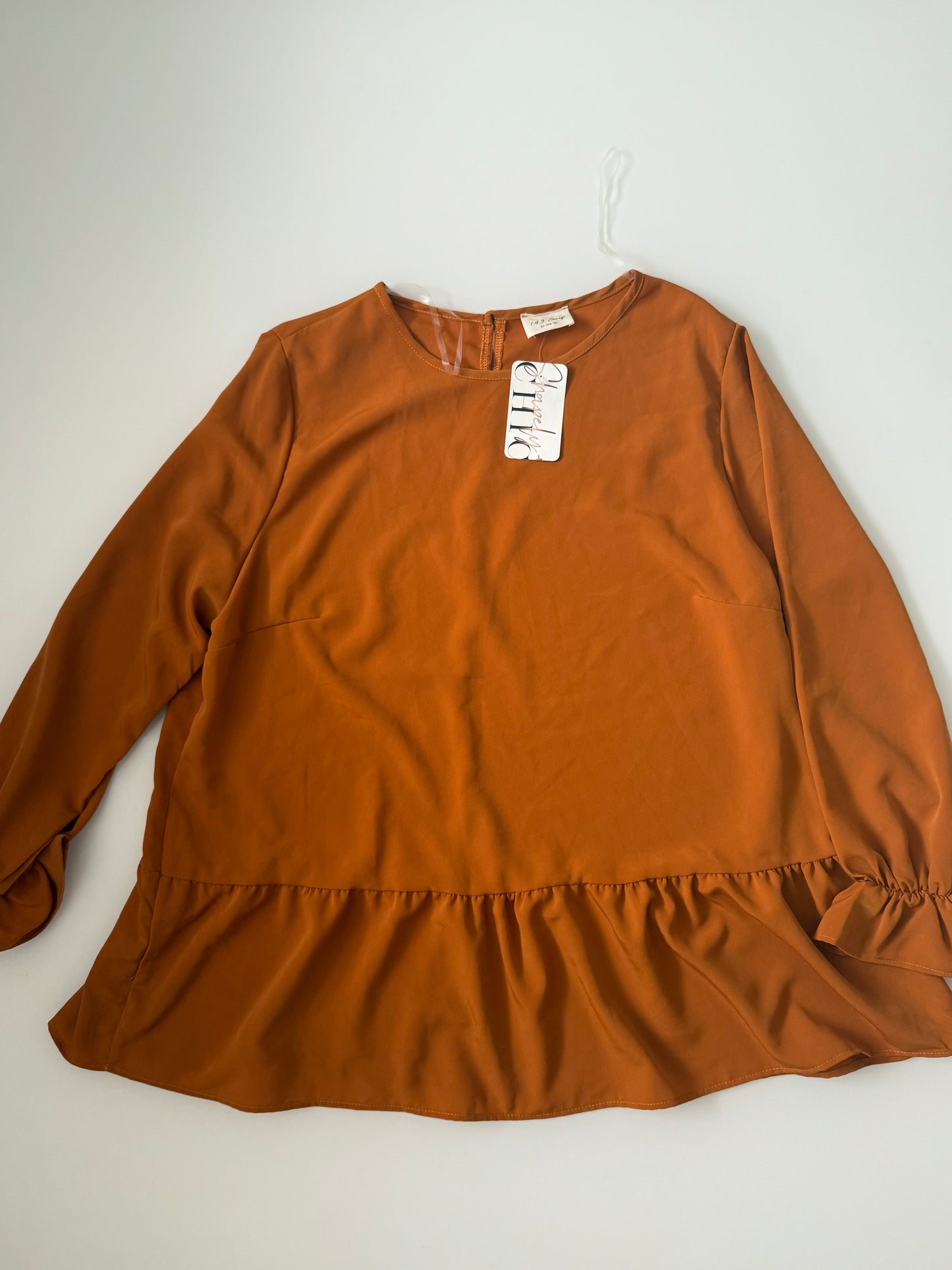 2X NWT Orange Ruffle Sleeve Top