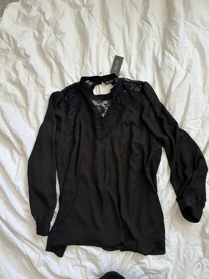 XL NWT Black Lace/Sheer Top