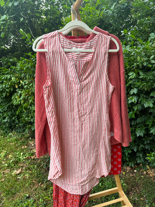 S Red and White Striped Dress