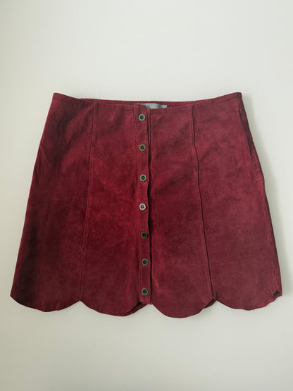 XS-S Genuine Leather Scalloped Skirt