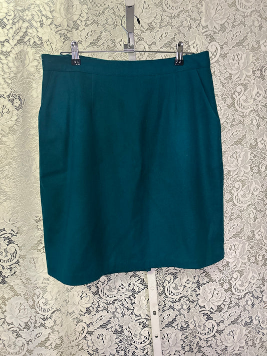 Vintage 100% Wool Teal Skirt