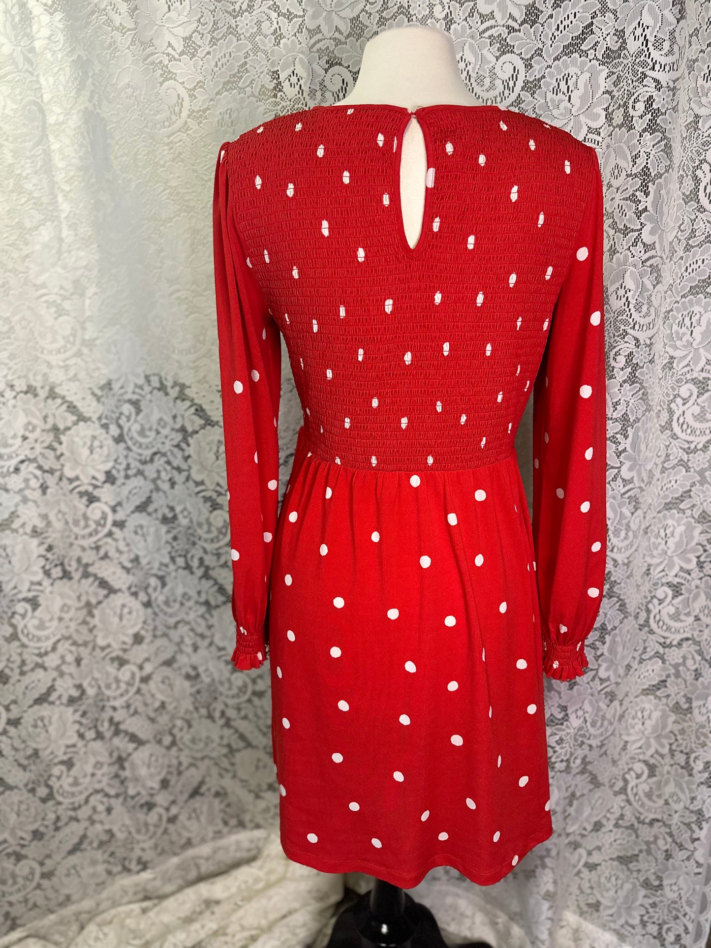 L Red/White Polka Dot Dress