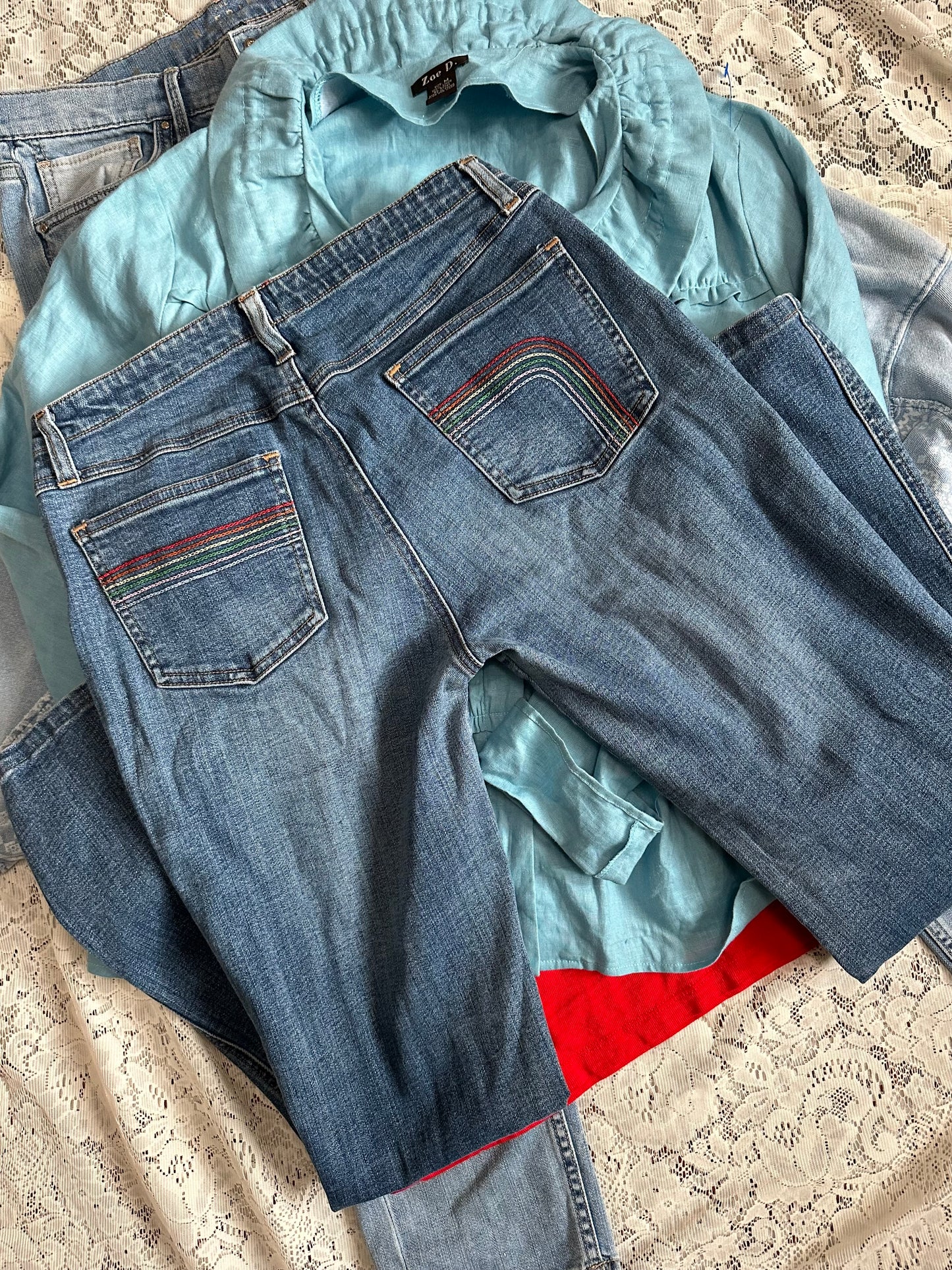 5 Tilt Boot Cut Jeans with Rainbow Stitching