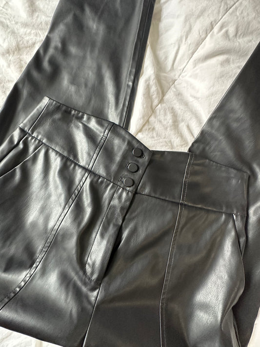 S 6 Faux Leather Taper Leg Pant