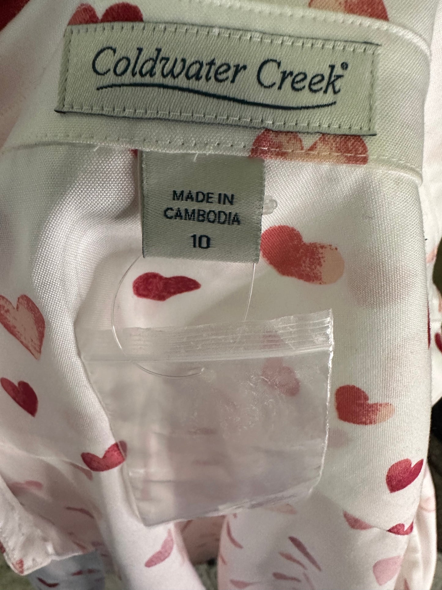 L NWT Pink and Red Heart button down