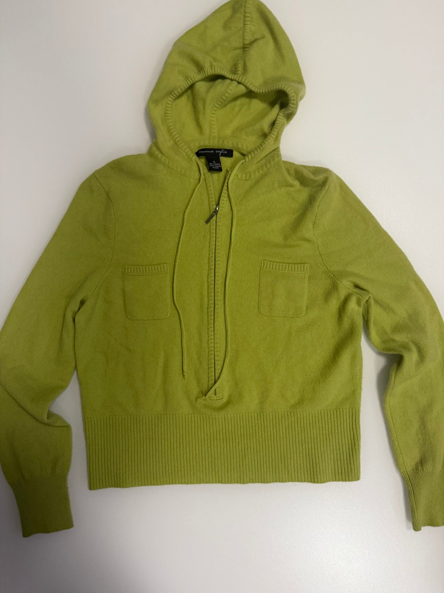 S Chartreuse Cashmere 1/2 Zip Sweater