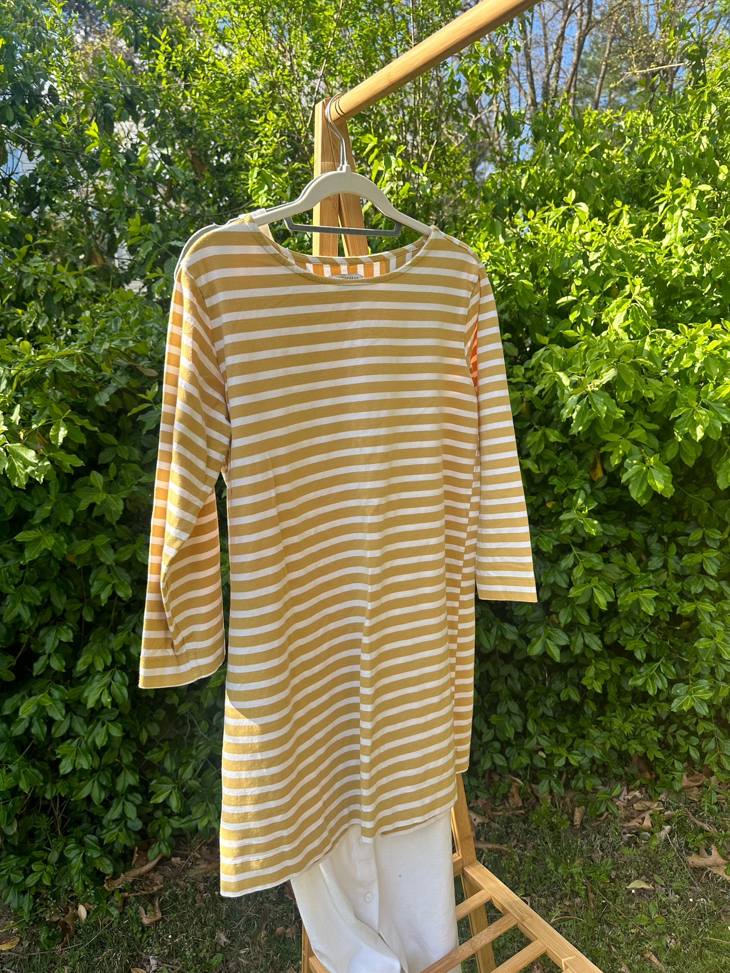 L Yellow/White Striped Dress