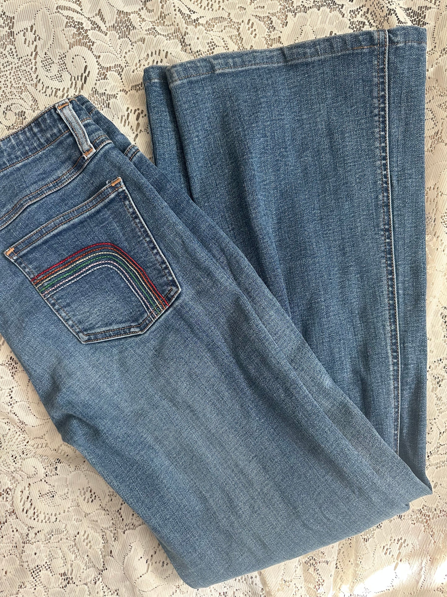 5 Tilt Boot Cut Jeans with Rainbow Stitching