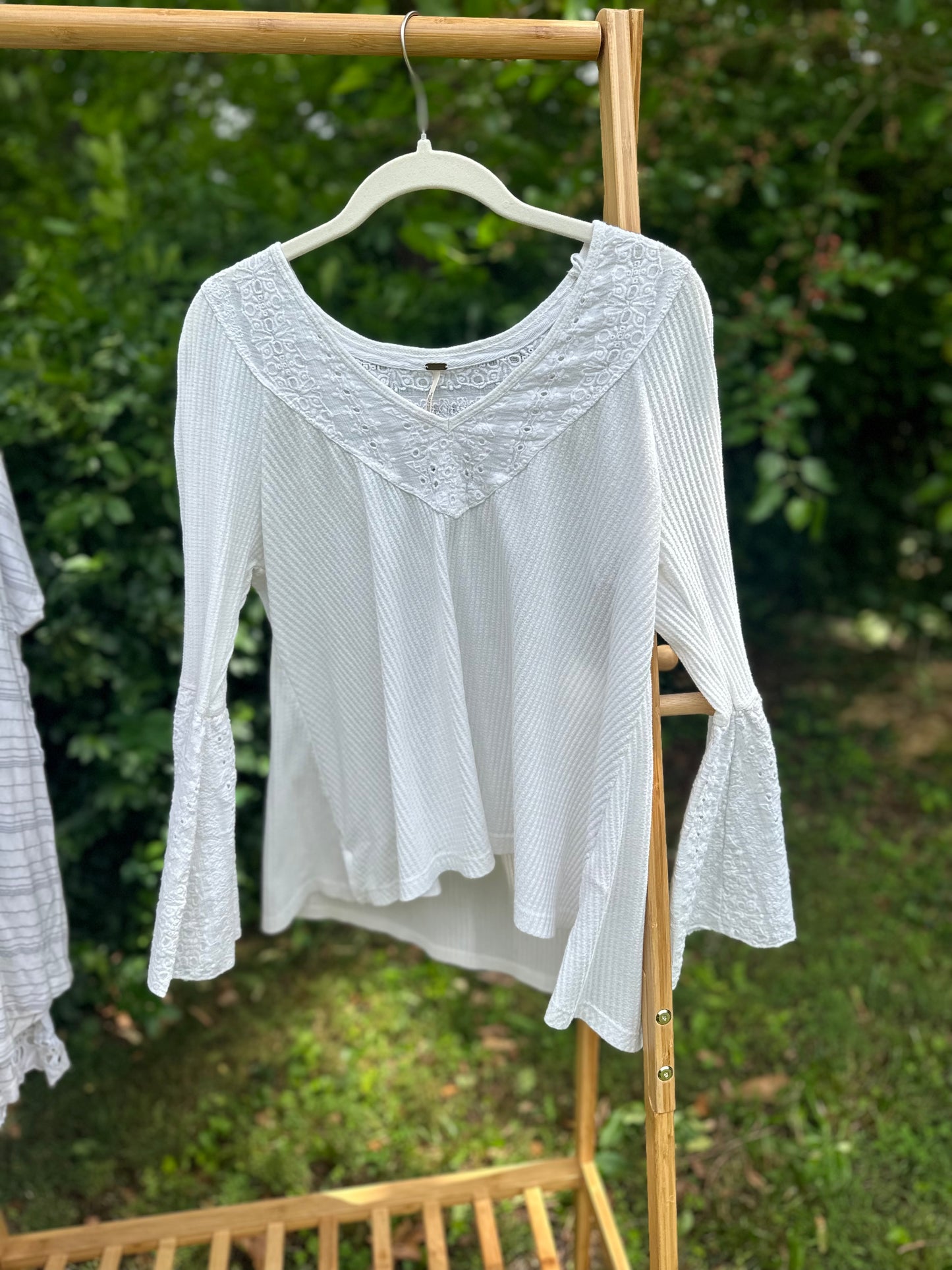 S Free People White Boho Top