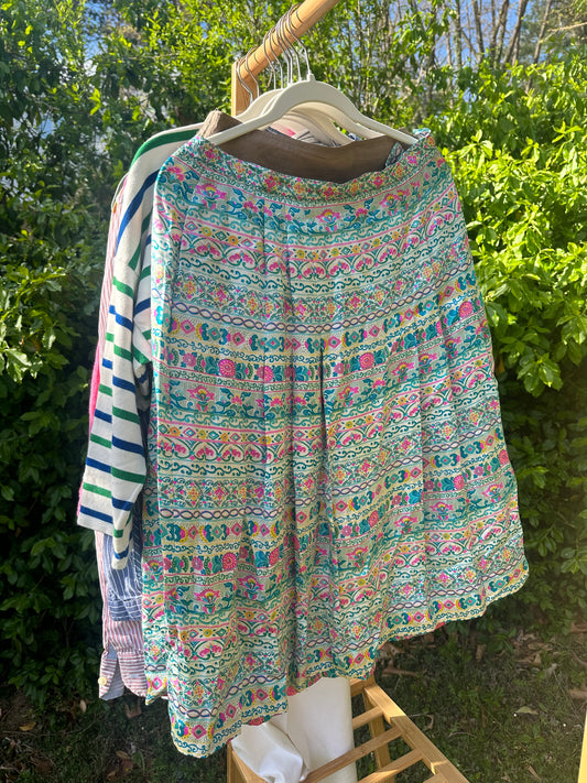 L Vintage 100% Silk Skirt