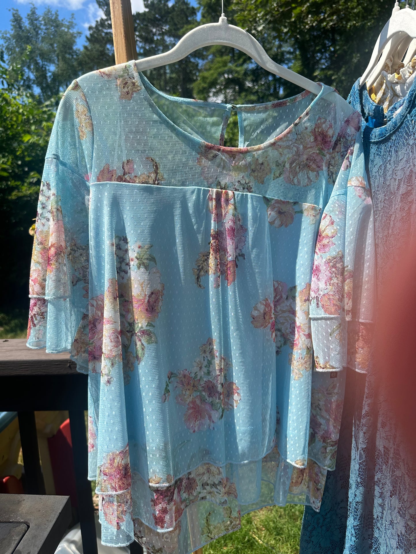 M Sheer Overlay Floral top