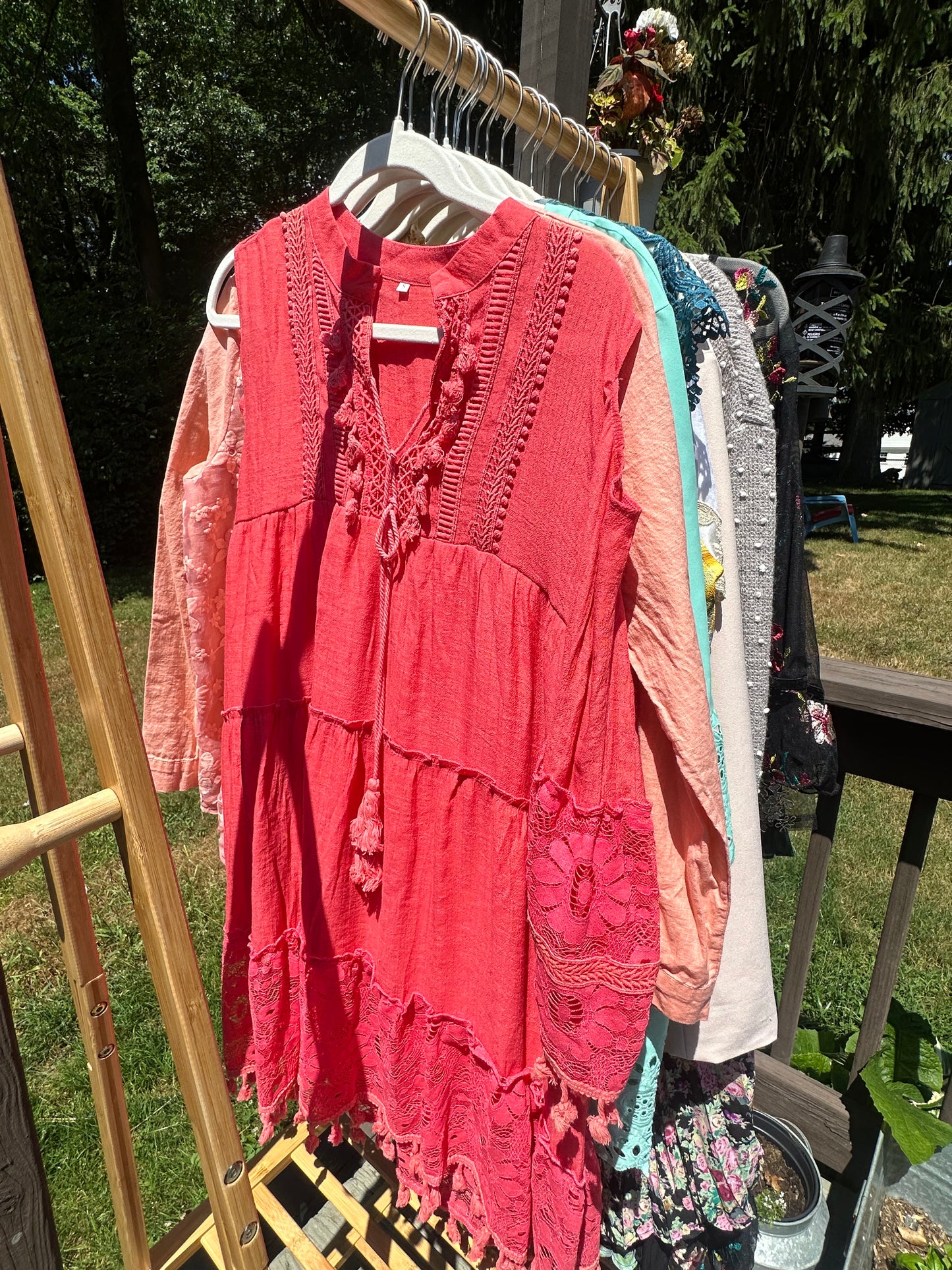 S Coral Boho Dress