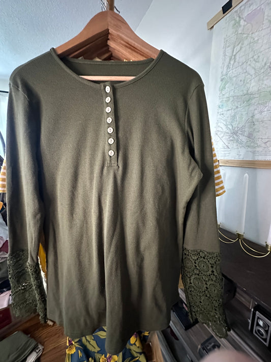 XL Lace and 3/4 Button Henley