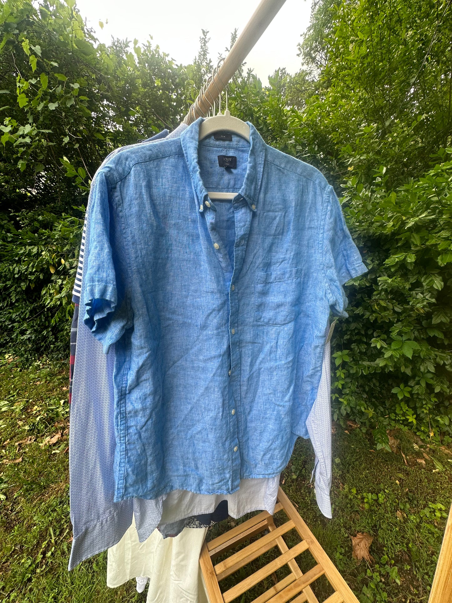 L J Crew Linen Short Sleeve Button Down