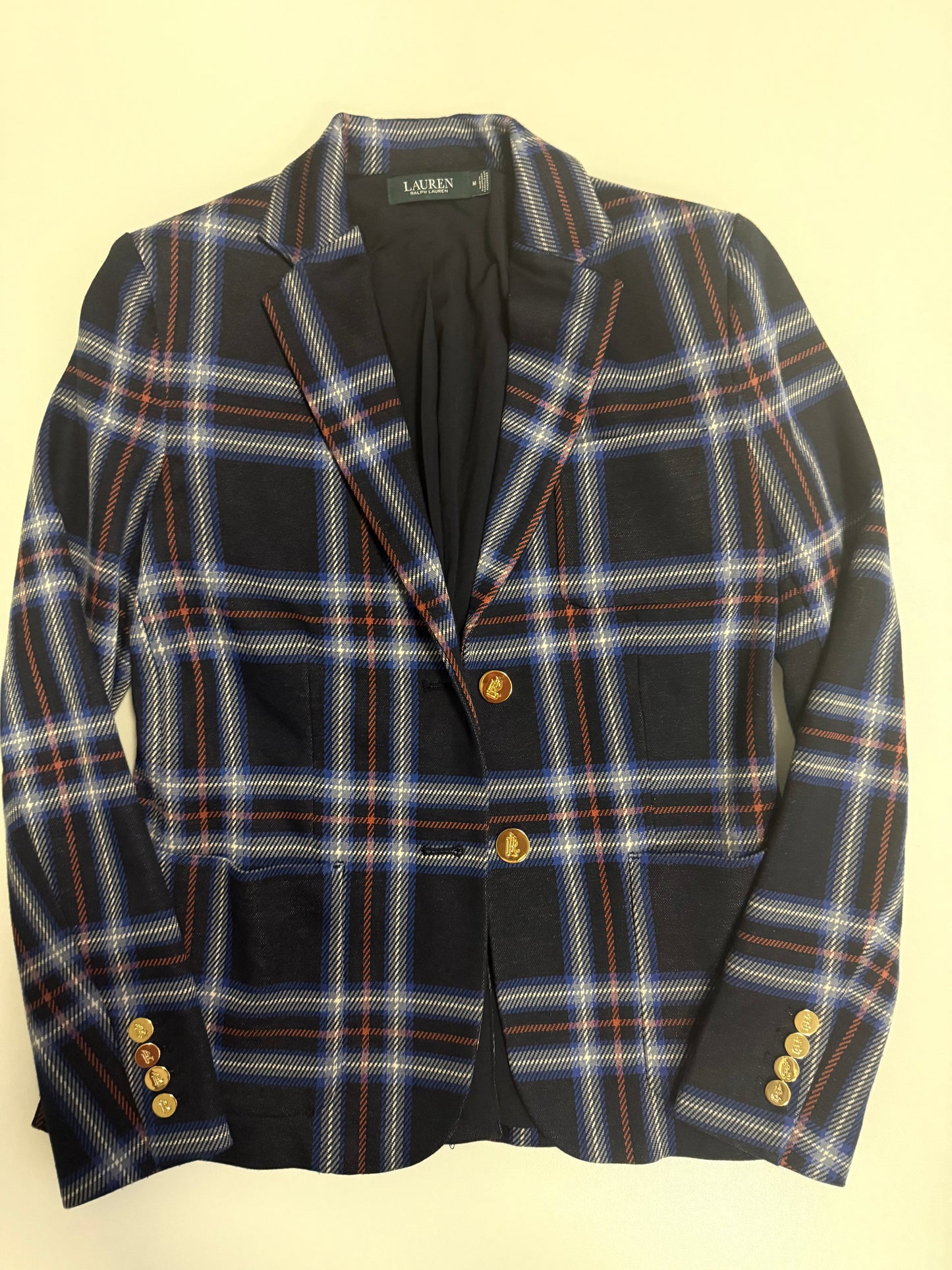 M LRL Blue Plaid Blazer