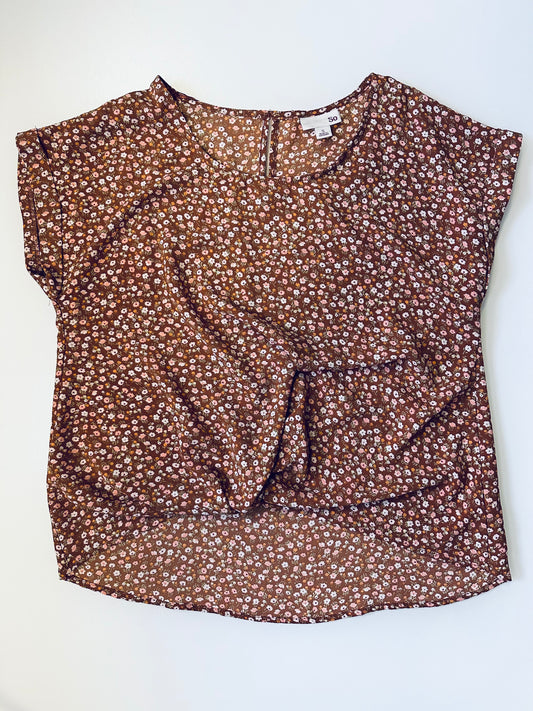 S Brown Floral Top