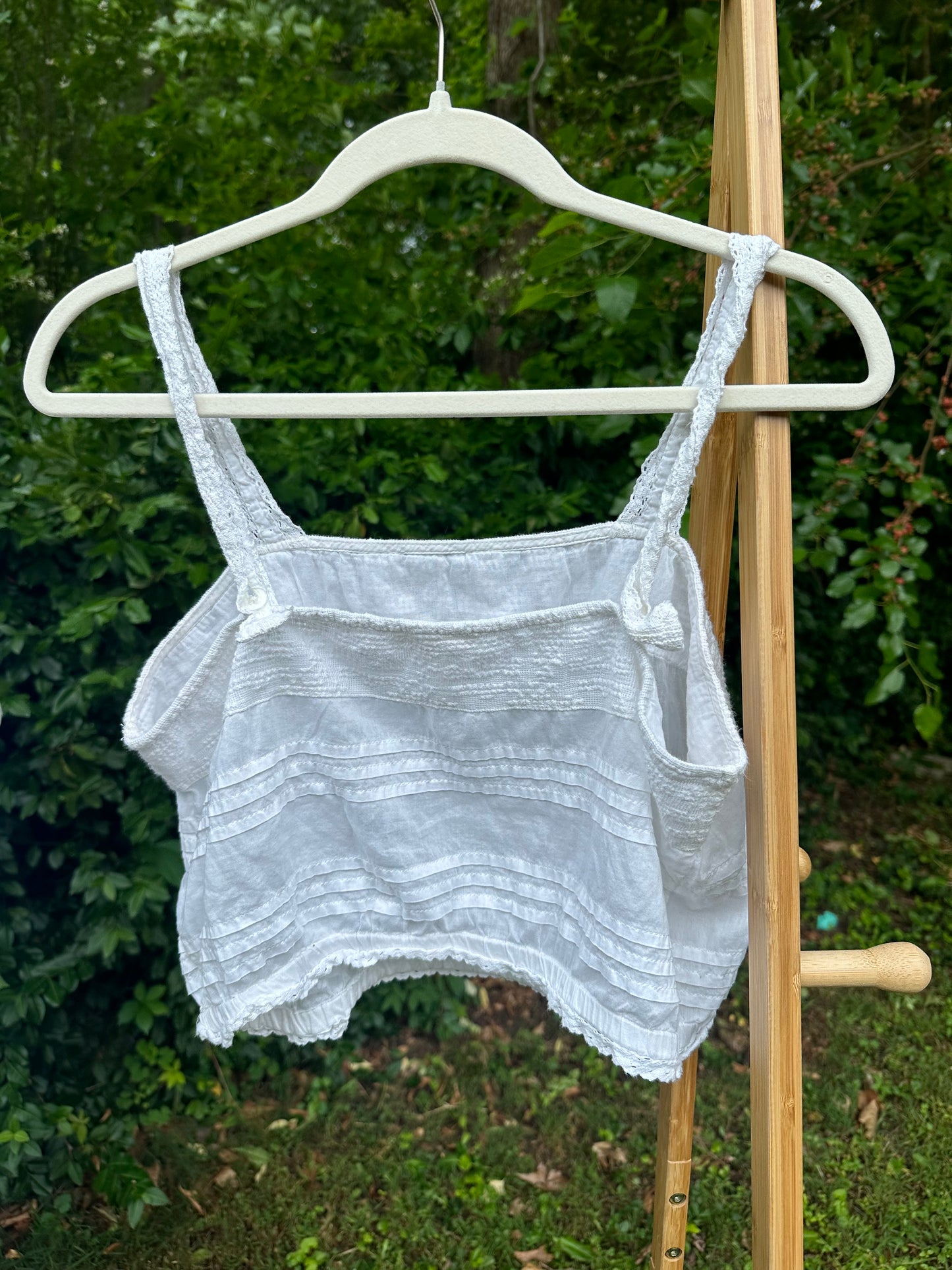 L White Boho Crop Top