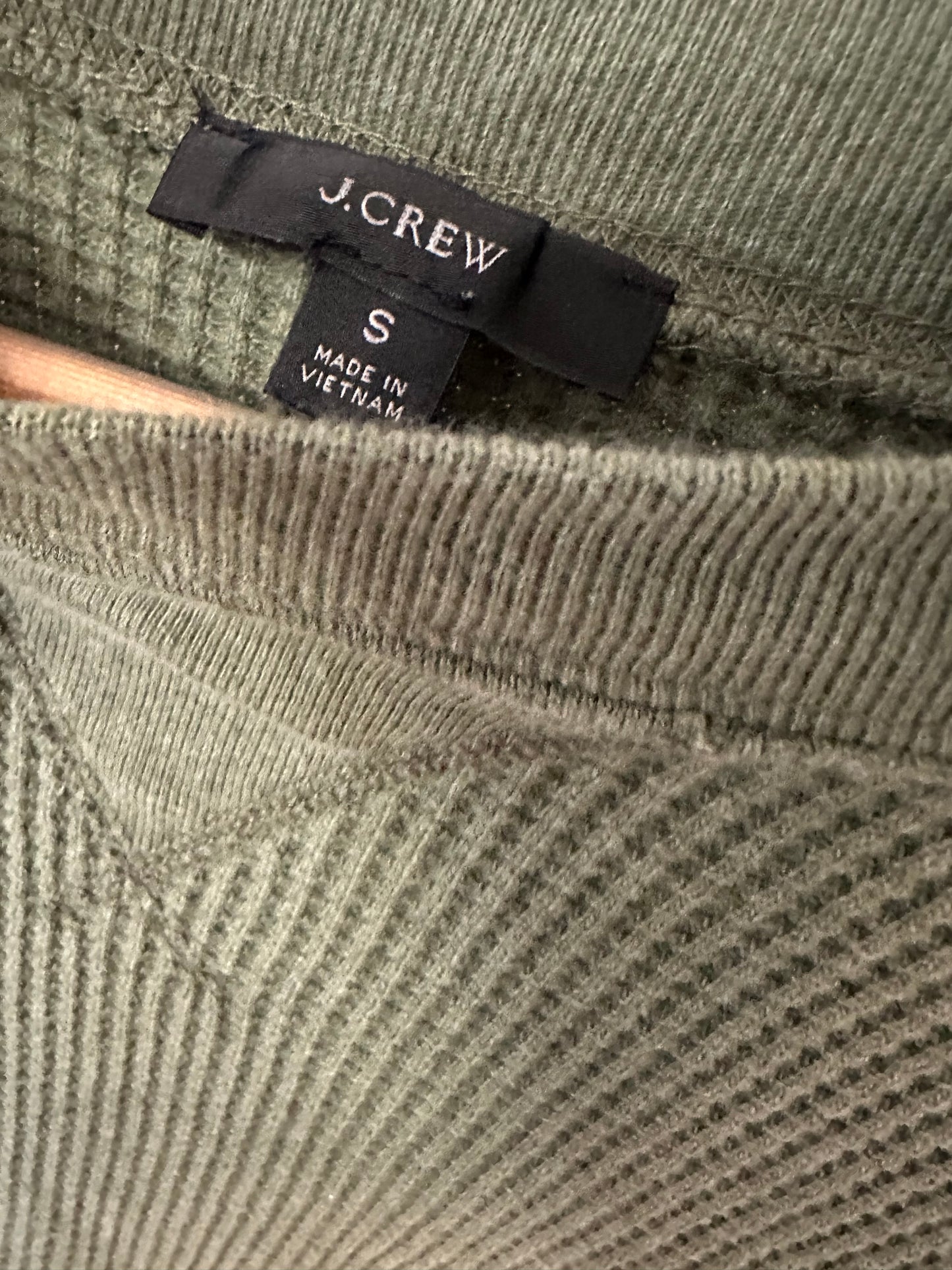 S J Crew Green Waffle Knit