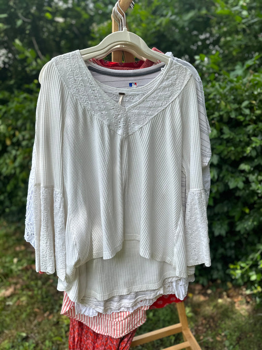 S Free People White Boho Top