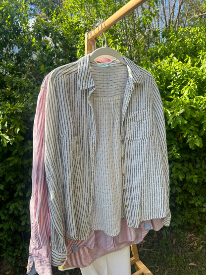 M Cotton Striped Button Down