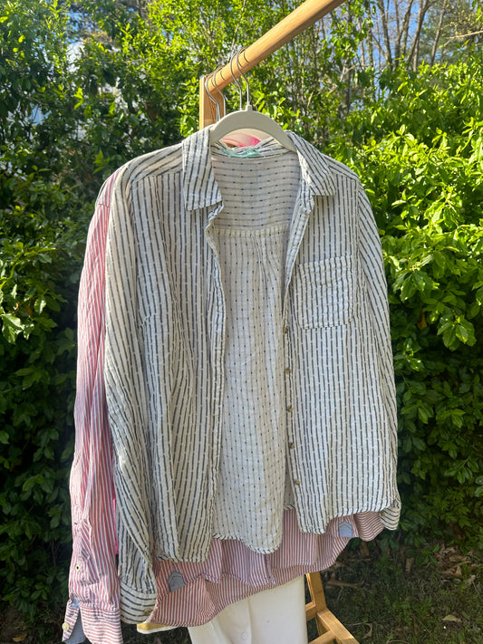 M Cotton Striped Button Down