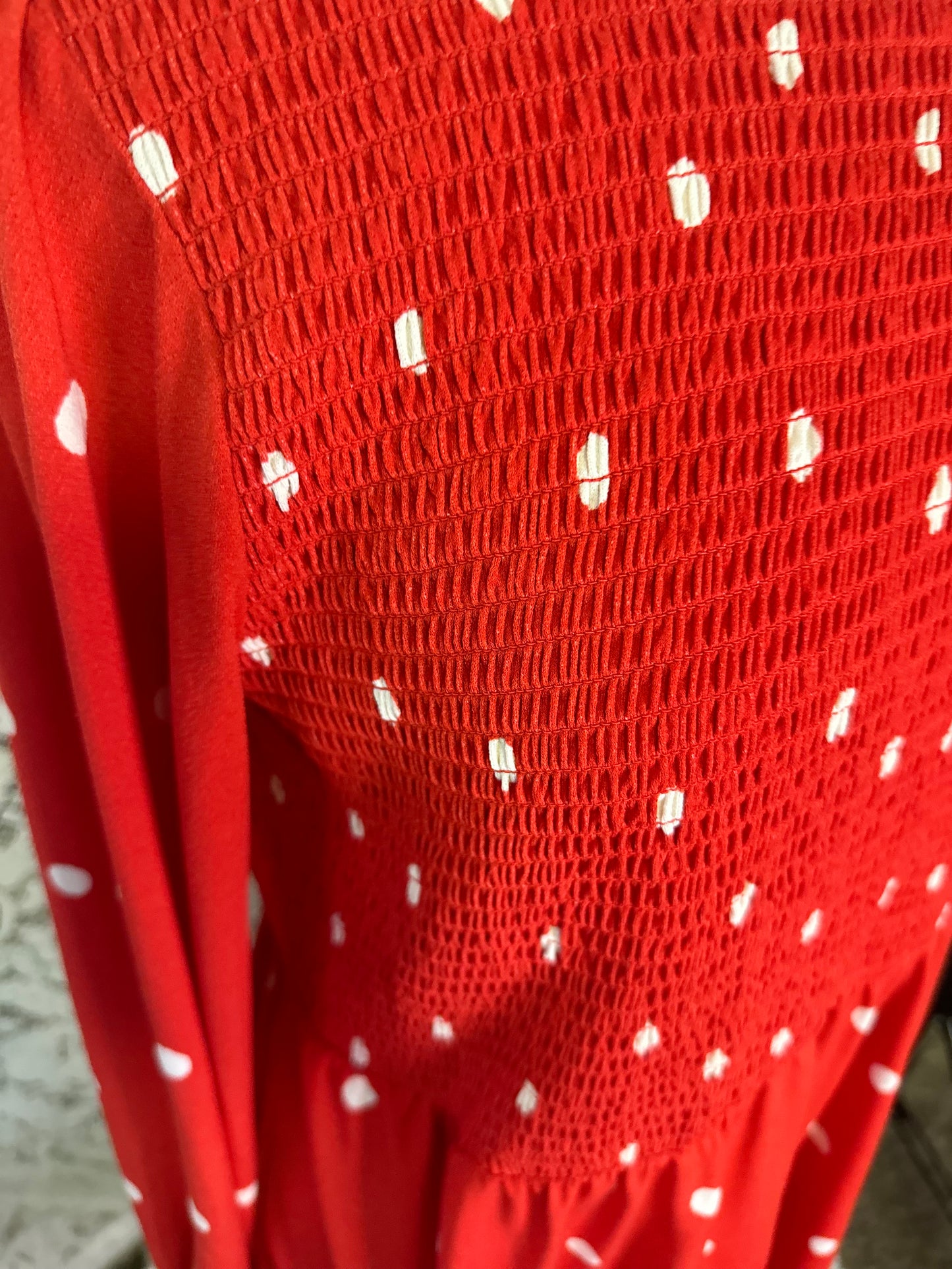 L Red/White Polka Dot Dress