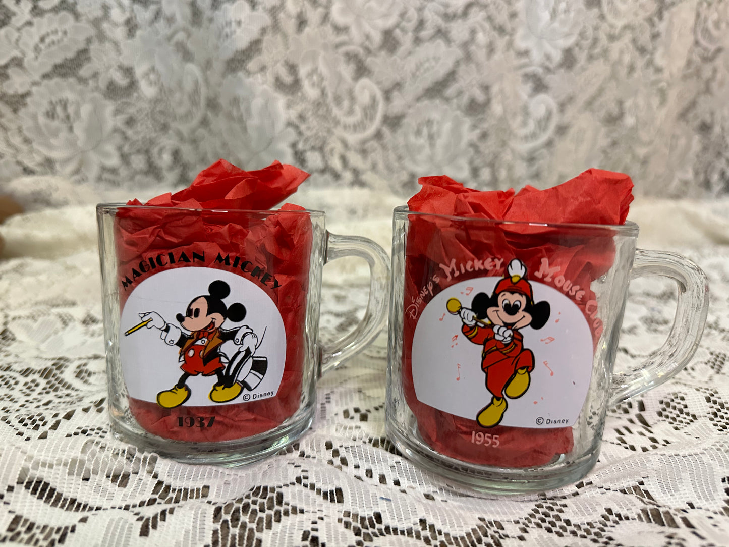 2 Anchor Hocking Mickey Mugs