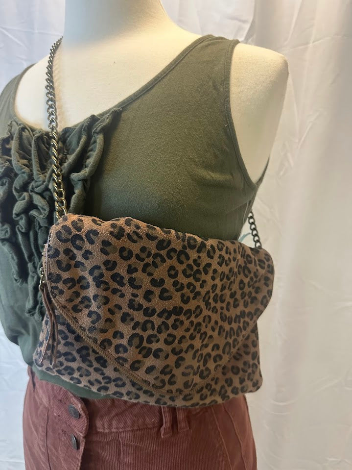 J Crew Leopard Print Suede Bag