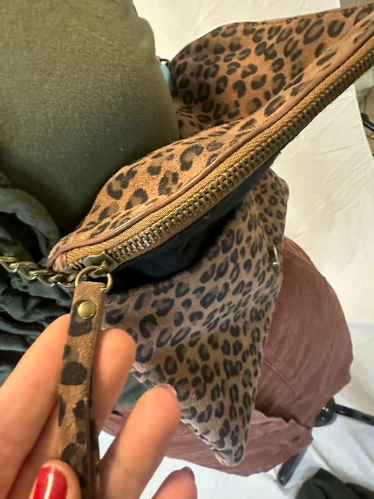 J Crew Leopard Print Suede Bag