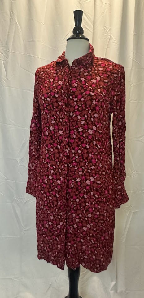 M Floral Pattern Button Up Dress Free Assembly