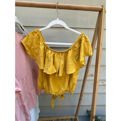 M Hem And Thread Yellow Crop Top